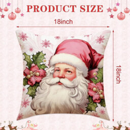 Amorly Set Of 4 18X18 Inch Merry Christmas Throw Pillow Covers, Santa Snowman Xmas Tree Motifs, Farmhouse Cushion Cases For Festive Decor - thumbnail 3