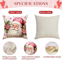 Amorly Set Of 4 18X18 Inch Merry Christmas Throw Pillow Covers, Santa Snowman Xmas Tree Motifs, Farmhouse Cushion Cases For Festive Decor - thumbnail 2