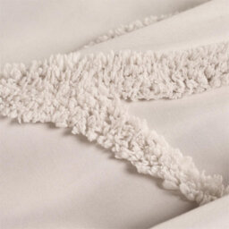 Tufted Bow Bedding Set Soft Cosy Duvet Cover With Pillowcase Stone King - thumbnail 3