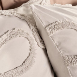 Tufted Bow Bedding Set Soft Cosy Duvet Cover With Pillowcase Stone King - thumbnail 2