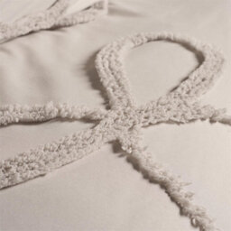 Tufted Bow Bedding Set Soft Cosy Duvet Cover With Pillowcase Stone King - thumbnail 4