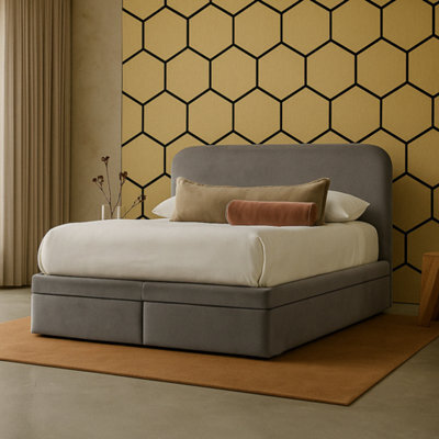 Mira Ottoman Bed Rounded Headboard End Lift: Velvet Grey - image 1