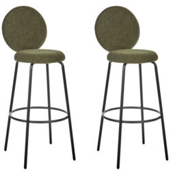 Beliani Astra Home Set Of 2 Green Boucle Bar Stools With Black Steel Legs - Armless, Matt Finish, Pack Of 2 - thumbnail 4