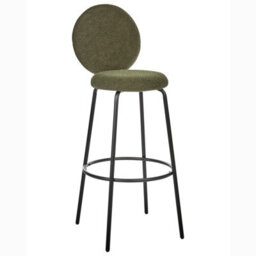 Beliani Astra Home Set Of 2 Green Boucle Bar Stools With Black Steel Legs - Armless, Matt Finish, Pack Of 2 - thumbnail 5