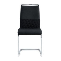 Matteo Contemporary Dining Chair Set Of 2, Pu Faux Leather And Linen, High Back, Striped Backrest, Black - thumbnail 8