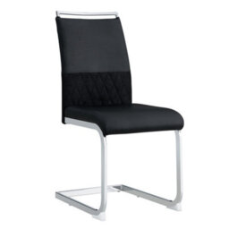 Matteo Contemporary Dining Chair Set Of 2, Pu Faux Leather And Linen, High Back, Striped Backrest, Black - thumbnail 9