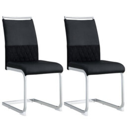 Matteo Contemporary Dining Chair Set Of 2, Pu Faux Leather And Linen, High Back, Striped Backrest, Black - thumbnail 7