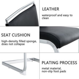 Matteo Contemporary Dining Chair Set Of 2, Pu Faux Leather And Linen, High Back, Striped Backrest, Black - thumbnail 5