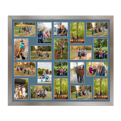 AK Frames 80X70Cm Aluminum Modern Multi Photo Frame With Pompadour Mount - Holds 20 Apertures (18X) 6X4, (2X) 4X4 Photos - image 1