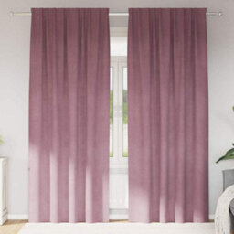 Berkfield Blackout Curtains With Top Tape 2 Pcs Dark Pink Velvet