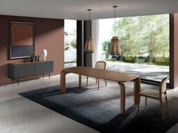 Angel Cerda Modern Dark Grey Wood Sideboard With Walnut Top And Steel Legs - thumbnail 3