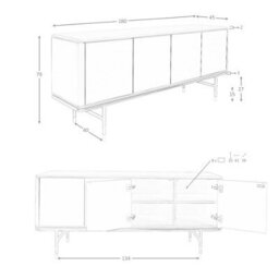 Angel Cerda Modern Dark Grey Wood Sideboard With Walnut Top And Steel Legs - thumbnail 7