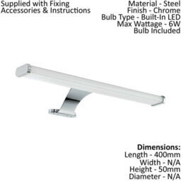Wall/mirror Light Colour Chrome Shade White Plastic Bulb Led 6W Included - thumbnail 2