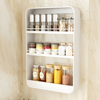 Living And Home 3-Tier White Wall-Mounted Storage Rack For Kitchen Or Bathroom, 40Cm W X 8Cm D X 60Cm H - image 1