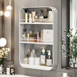 Living And Home 3-Tier White Wall-Mounted Storage Rack For Kitchen Or Bathroom, 40Cm W X 8Cm D X 60Cm H - thumbnail 3