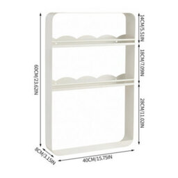 Living And Home 3-Tier White Wall-Mounted Storage Rack For Kitchen Or Bathroom, 40Cm W X 8Cm D X 60Cm H - thumbnail 7