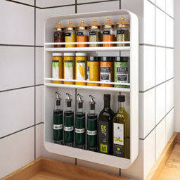 Living And Home 3-Tier White Wall-Mounted Storage Rack For Kitchen Or Bathroom, 40Cm W X 8Cm D X 60Cm H - thumbnail 2