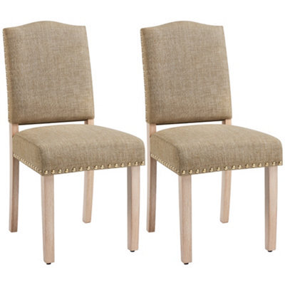 Yaheetech Set Of 2 Upholstered Dining Chair With Nailhead Trim Khaki - image 1
