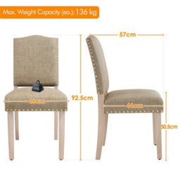 Yaheetech Set Of 2 Upholstered Dining Chair With Nailhead Trim Khaki - thumbnail 3