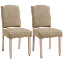 Yaheetech Set Of 2 Upholstered Dining Chair With Nailhead Trim Khaki - thumbnail 1