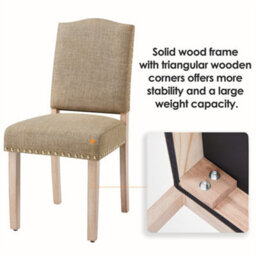 Yaheetech Set Of 2 Upholstered Dining Chair With Nailhead Trim Khaki - thumbnail 6