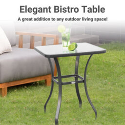 Outsunny Garden Bar Table Bistro Square Glass Dining Kitchen Breakfast Pub Party - thumbnail 4