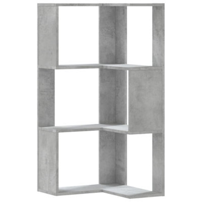 Berkfield Elegant Corner Bookcase 3-Tier Concrete Grey 50X50X102 Cm Engineered Wood