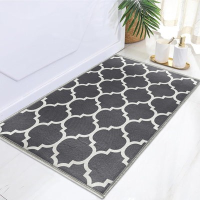 Oxford Homeware Printed Rug, Non-Slip Pet Friendly, Area Rugs And Floor Rug, (Ava Grey, 60X110Cm)