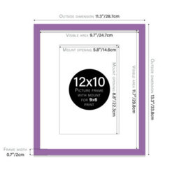 "12X10"" Purple Frame With Mount For 9X6"" Pictures 20mm Thin Edge Portrait And Landscape Display With Wall Hooks And Kickstand" - thumbnail 2