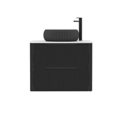 Royal Bathrooms Avenza 800mm Matt Obsidian Black Wall Hung Bathroom Countertop Vanity Unit 2 Drawer With Milan Black Basin - thumbnail 6