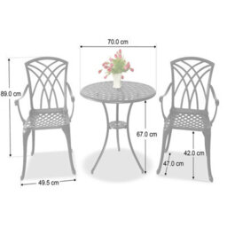 Centurion Supports Oshowa Garden And Patio Table And 4 Large Chairs With Armrests Cast Aluminium Bistro Set - Black - thumbnail 5