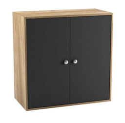 Urbn-Living Urbnliving Height 60Cm 2 Tier Wooden Storage Cabinet Side Furniture Cabinet Colour Oak & Black Door Cupboard Bedroom Hallway Shelf - thumbnail 4