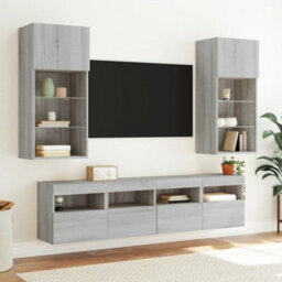 Berkfield Durable Tv Wall Cabinet With Led Lights Grey Sonoma 40X30X40 Cm - thumbnail 6