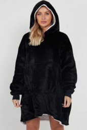 Homes & Linen Oversized Wearable Blanket Hoodie Teddy Fleece Fluffy Sherpa Hooded Sweatshirt Blanket With Pocket For Men & Women - thumbnail 5