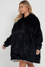 Homes & Linen Oversized Wearable Blanket Hoodie Teddy Fleece Fluffy Sherpa Hooded Sweatshirt Blanket With Pocket For Men & Women - thumbnail 4