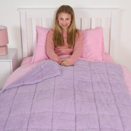 OHS Teddy Fleece Weighted Blanket Kids Bed Soft Throw, Lilac - 3Kg 100 X 150Cm