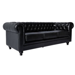 Furniture in Fashion Hertford Chesterfield Faux Leather 3 Seater Sofa In Black - thumbnail 5
