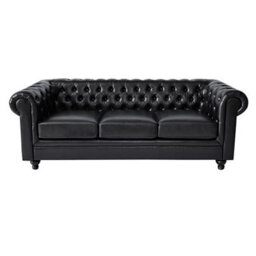 Furniture in Fashion Hertford Chesterfield Faux Leather 3 Seater Sofa In Black - thumbnail 4