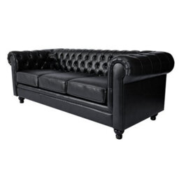 Furniture in Fashion Hertford Chesterfield Faux Leather 3 Seater Sofa In Black - thumbnail 6