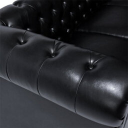 Furniture in Fashion Hertford Chesterfield Faux Leather 3 Seater Sofa In Black - thumbnail 8