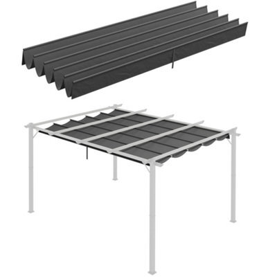 Matteo 4X3M Retractable Pergola Canopy Replacement - Dark Grey Polyester Shade For Outsunny 84C-055Bk - image 1