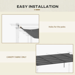 Matteo 4X3M Retractable Pergola Canopy Replacement - Dark Grey Polyester Shade For Outsunny 84C-055Bk - thumbnail 6