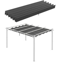 Matteo 4X3M Retractable Pergola Canopy Replacement - Dark Grey Polyester Shade For Outsunny 84C-055Bk