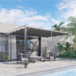 Matteo 4X3M Retractable Pergola Canopy Replacement - Dark Grey Polyester Shade For Outsunny 84C-055Bk - thumbnail 2