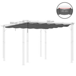 Matteo 4X3M Retractable Pergola Canopy Replacement - Dark Grey Polyester Shade For Outsunny 84C-055Bk - thumbnail 3