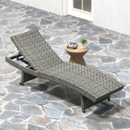 Outsunny Pe Rattan Sun Lounger With 4-Level Adjustable Backrest, Mixed-Grey - thumbnail 9