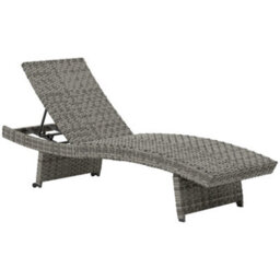 Outsunny Pe Rattan Sun Lounger With 4-Level Adjustable Backrest, Mixed-Grey - thumbnail 2