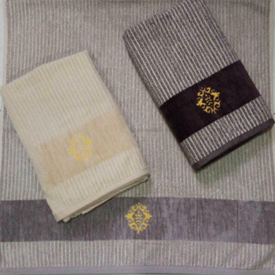 Gr8 Home Set Of 3 Tweed Emblem Jacquard Velour Beach Bath Towel Sheet 100% Cotton 600Gsm - image 1