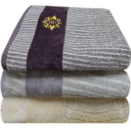 Gr8 Home Set Of 3 Tweed Emblem Jacquard Velour Beach Bath Towel Sheet 100% Cotton 600Gsm - thumbnail 2