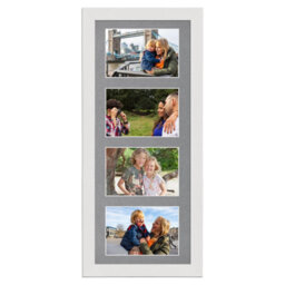 AK Frames 50X20Cm White Modern Multi Photo Frame With Mid Grey Mount - Holds 4 Apertures (4X) 6X4 Photos - thumbnail 1